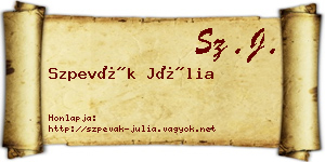 Szpevák Júlia névjegykártya